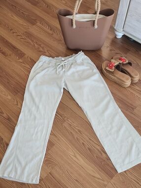 Roxy Womans Lightweight Drawstring Pants — Cream